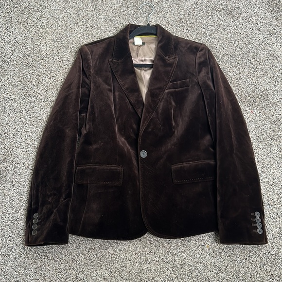 J crew one button velvet brown blazer size 10 preppy academic  career classic - Picture 4 of 9